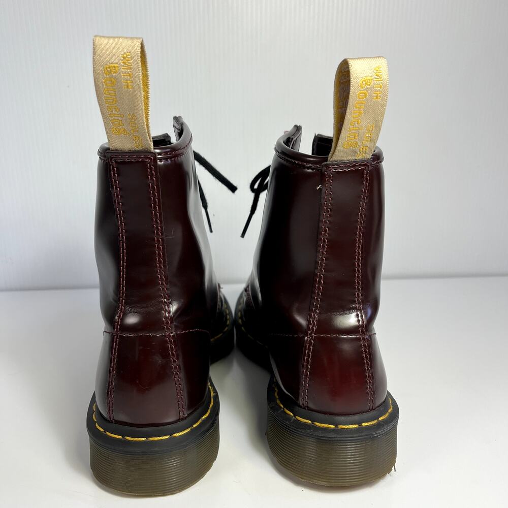 Dr. Martens Size 8 1460 Cherry Red Lace Up Combat Boots Vegan Patent Leather - Picture 3 of 14